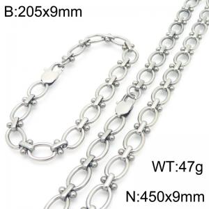 Fashion Stainless Steel Paperclip Bracelet Necklaces Titanium Steel Link Chains Jewelry Set For Men Women - KS224638-Z