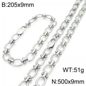 Fashion Stainless Steel Paperclip Bracelet Necklaces Titanium Steel Link Chains Jewelry Set For Men Women - KS224639-Z