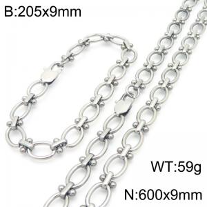 Fashion Stainless Steel Paperclip Bracelet Necklaces Titanium Steel Link Chains Jewelry Set For Men Women - KS224641-Z