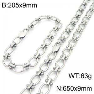 Fashion Stainless Steel Paperclip Bracelet Necklaces Titanium Steel Link Chains Jewelry Set For Men Women - KS224642-Z