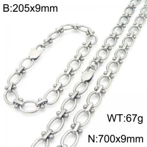 Fashion Stainless Steel Paperclip Bracelet Necklaces Titanium Steel Link Chains Jewelry Set For Men Women - KS224643-Z