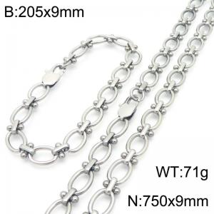 Fashion Stainless Steel Paperclip Bracelet Necklaces Titanium Steel Link Chains Jewelry Set For Men Women - KS224644-Z