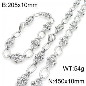 10mm Stainless Steel O-Chain Jewelry Set Simple Fashion Bracelets Necklaces Set For Men - KS224645-Z