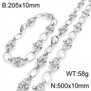 10mm Stainless Steel O-Chain Jewelry Set Simple Fashion Bracelets Necklaces Set For Men - KS224646-Z