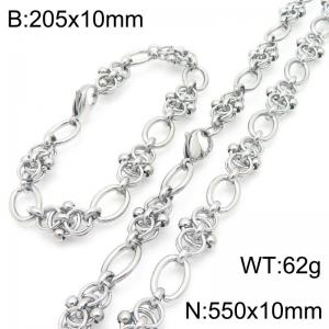 10mm Stainless Steel O-Chain Jewelry Set Simple Fashion Bracelets Necklaces Set For Men - KS224647-Z