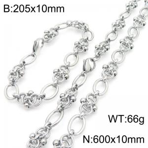 10mm Stainless Steel O-Chain Jewelry Set Simple Fashion Bracelets Necklaces Set For Men - KS224648-Z