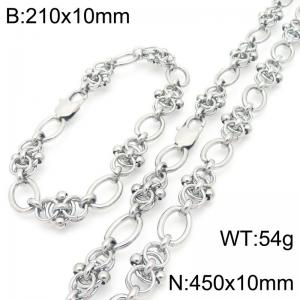 10mm Stainless Steel O-Chain Jewelry Set Simple Fashion Bracelets Necklaces Set For Men - KS224652-Z