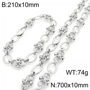 10mm Stainless Steel O-Chain Jewelry Set Simple Fashion Bracelets Necklaces Set For Men - KS224657-Z