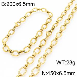 450mm Wholesale Stainless Steel Oval Hollow Necklace Knot Chain 18k Gold Necklaces Fashion Jewelry Set - KS224659-Z