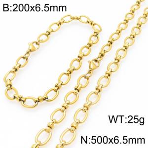 500mm Wholesale Stainless Steel Oval Hollow Necklace Knot Chain 18k Gold Necklaces Fashion Jewelry Set - KS224660-Z