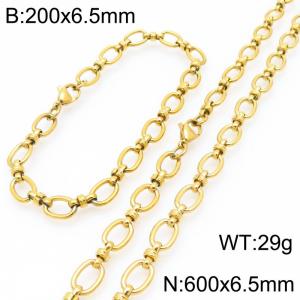 600mm Wholesale Stainless Steel Oval Hollow Necklace Knot Chain 18k Gold Necklaces Fashion Jewelry Set - KS224662-Z