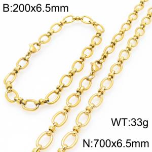 700mm Wholesale Stainless Steel Oval Hollow Necklace Knot Chain 18k Gold Necklaces Fashion Jewelry Set - KS224664-Z