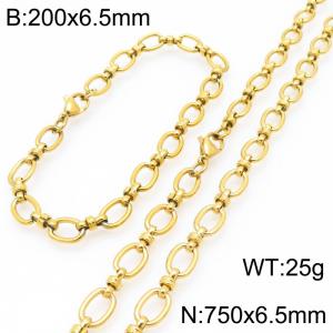 750mm Wholesale Stainless Steel Oval Hollow Necklace Knot Chain 18k Gold Necklaces Fashion Jewelry Set - KS224665-Z