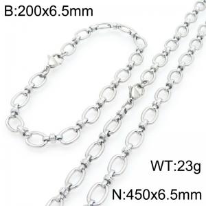 450mm Wholesale Stainless Steel Oval Hollow Necklace Circle Knot Chain Necklaces Fashion Jewelry Set - KS224666-Z