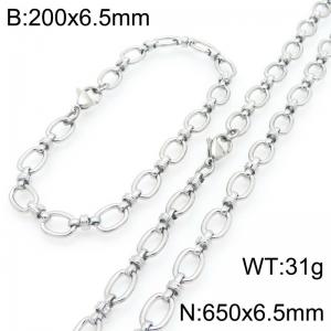 650mm Wholesale Stainless Steel Oval Hollow Necklace Circle Knot Chain Necklaces Fashion Jewelry Set - KS224670-Z