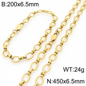 450mm Wholesale Stainless Steel Oval Hollow Necklace Knot Chain 18k Gold Necklaces Fashion Jewelry Set - KS224673-Z