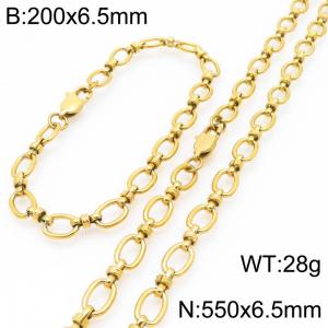 550mm Wholesale Stainless Steel Oval Hollow Necklace Knot Chain 18k Gold Necklaces Fashion Jewelry Set - KS224675-Z