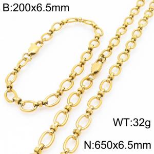 650mm Wholesale Stainless Steel Oval Hollow Necklace Knot Chain 18k Gold Necklaces Fashion Jewelry Set - KS224677-Z