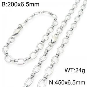 450mm Wholesale Stainless Steel Oval Hollow Necklace Circle Knot Chain Necklaces Fashion Jewelry Set - KS224680-Z