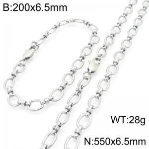 550mm Wholesale Stainless Steel Oval Hollow Necklace Circle Knot Chain Necklaces Fashion Jewelry Set - KS224682-Z