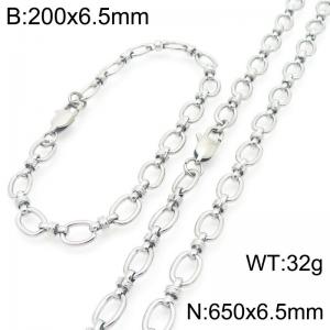 650mm Wholesale Stainless Steel Oval Hollow Necklace Circle Knot Chain Necklaces Fashion Jewelry Set - KS224684-Z