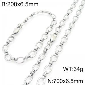 700mm Wholesale Stainless Steel Oval Hollow Necklace Circle Knot Chain Necklaces Fashion Jewelry Set - KS224685-Z