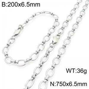 750mm Wholesale Stainless Steel Oval Hollow Necklace Circle Knot Chain Necklaces Fashion Jewelry Set - KS224686-Z