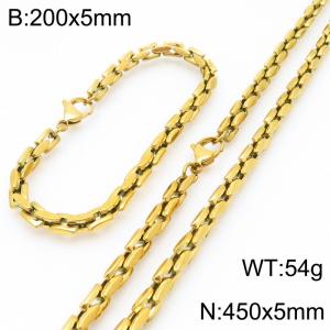 5mm Stainless Steel Link Chain Set For Men And Women Simple Fashion Bracelets Necklaces Jewelry Set - KS224687-Z