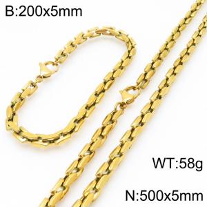 5mm Stainless Steel Link Chain Set For Men And Women Simple Fashion Bracelets Necklaces Jewelry Set - KS224688-Z