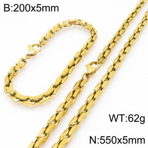 5mm Stainless Steel Link Chain Set For Men And Women Simple Fashion Bracelets Necklaces Jewelry Set - KS224689-Z