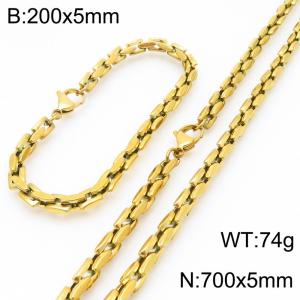 5mm Stainless Steel Link Chain Set For Men And Women Simple Fashion Bracelets Necklaces Jewelry Set - KS224692-Z