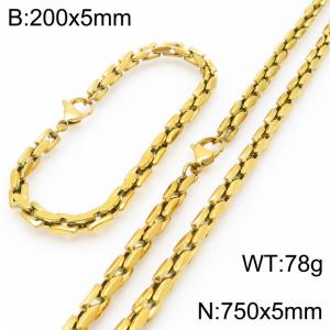 5mm Stainless Steel Link Chain Set For Men And Women Simple Fashion Bracelets Necklaces Jewelry Set - KS224693-Z