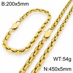 5mm Stainless Steel Link Chain Set For Men And Women Simple Fashion Bracelets Necklaces Jewelry Set - KS224701-Z