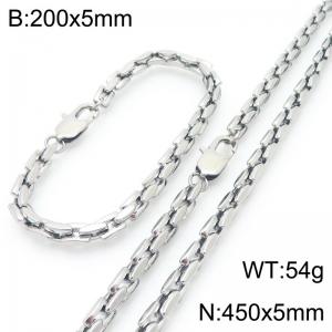 5mm Stainless Steel Link Chain Set For Men And Women Simple Fashion Bracelets Necklaces Jewelry Set - KS224708-Z