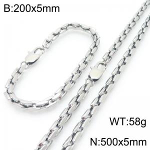 5mm Stainless Steel Link Chain Set For Men And Women Simple Fashion Bracelets Necklaces Jewelry Set - KS224709-Z