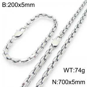 5mm Stainless Steel Link Chain Set For Men And Women Simple Fashion Bracelets Necklaces Jewelry Set - KS224713-Z