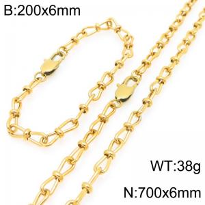 Fashion Stainless Steel Knot Chain Jewelry Set Necklace Bracelet Gold Silver Color - KS225668-Z