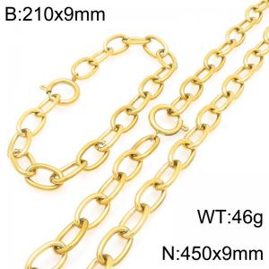 Fashion stainless steel O-chain bracelet and necklace gold-plated two-piece set - KS226264-Z