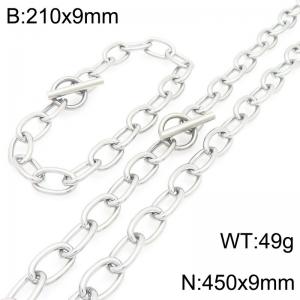 Fashion stainless steel O-chain bracelet and necklace two-piece set, paired with OT buckle - KS226276-Z