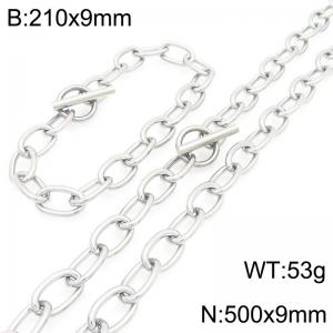 Fashion stainless steel O-chain bracelet and necklace two-piece set, paired with OT buckle - KS226277-Z