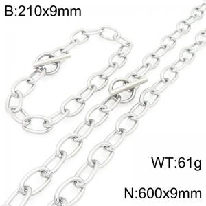 Fashion stainless steel O-chain bracelet and necklace two-piece set, paired with OT buckle - KS226279-Z