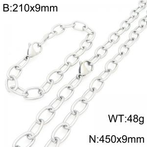 Simple and personalized stainless steel O-chain bracelet and necklace two-piece set - KS226286-Z
