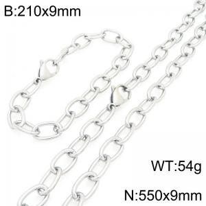 Simple and personalized stainless steel O-chain bracelet and necklace two-piece set - KS226288-Z