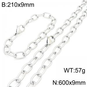 Simple and personalized stainless steel O-chain bracelet and necklace two-piece set - KS226289-Z