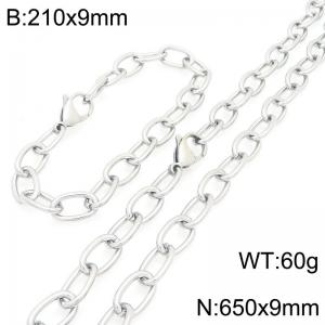 Simple and personalized stainless steel O-chain bracelet and necklace two-piece set - KS226290-Z