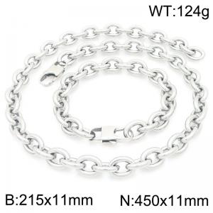 Fashion Jewelry Set Stainless Steel Chunky Oval Chain Charm Bracelet Necklaces for Women Men - KS226335-Z