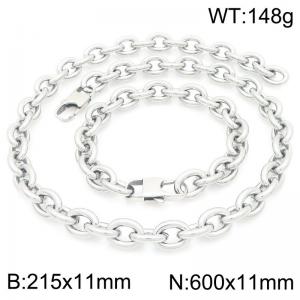 Fashion Jewelry Set Stainless Steel Chunky Oval Chain Charm Bracelet Necklaces for Women Men - KS226338-Z