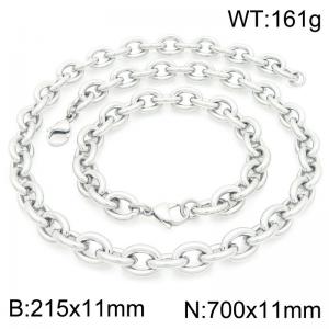 Wholesale Bracelet Stainless Steel Big Oval Chunky Chain Link Necklace Jewelry Set for Women Men - KS226358-Z
