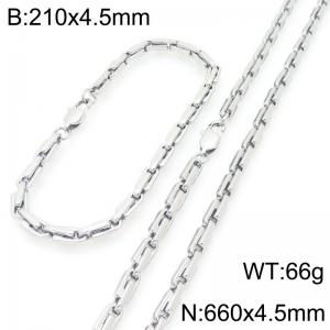 4.5mm Stainless Steel Link Necklace-Bracelet Set - KS227051-KFC