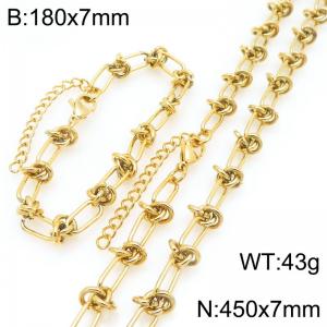Gold Stainless Steel Jewelry Set - KS227071-ZCG